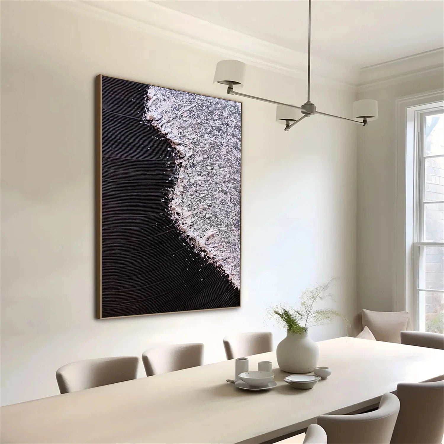 Black White Abstract Textured Painting #MZ129