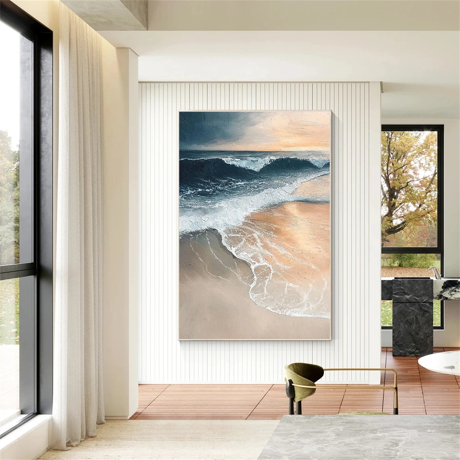 Ocean And Sky Abstract Texture Canvas Art #OS394