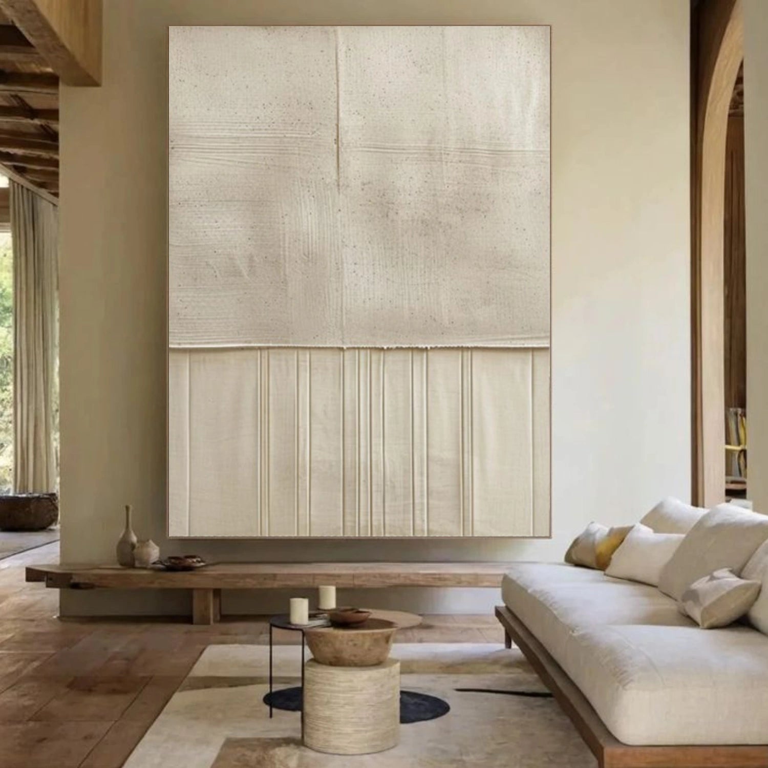 Beige Minimalist Textured Canvas  #MM389