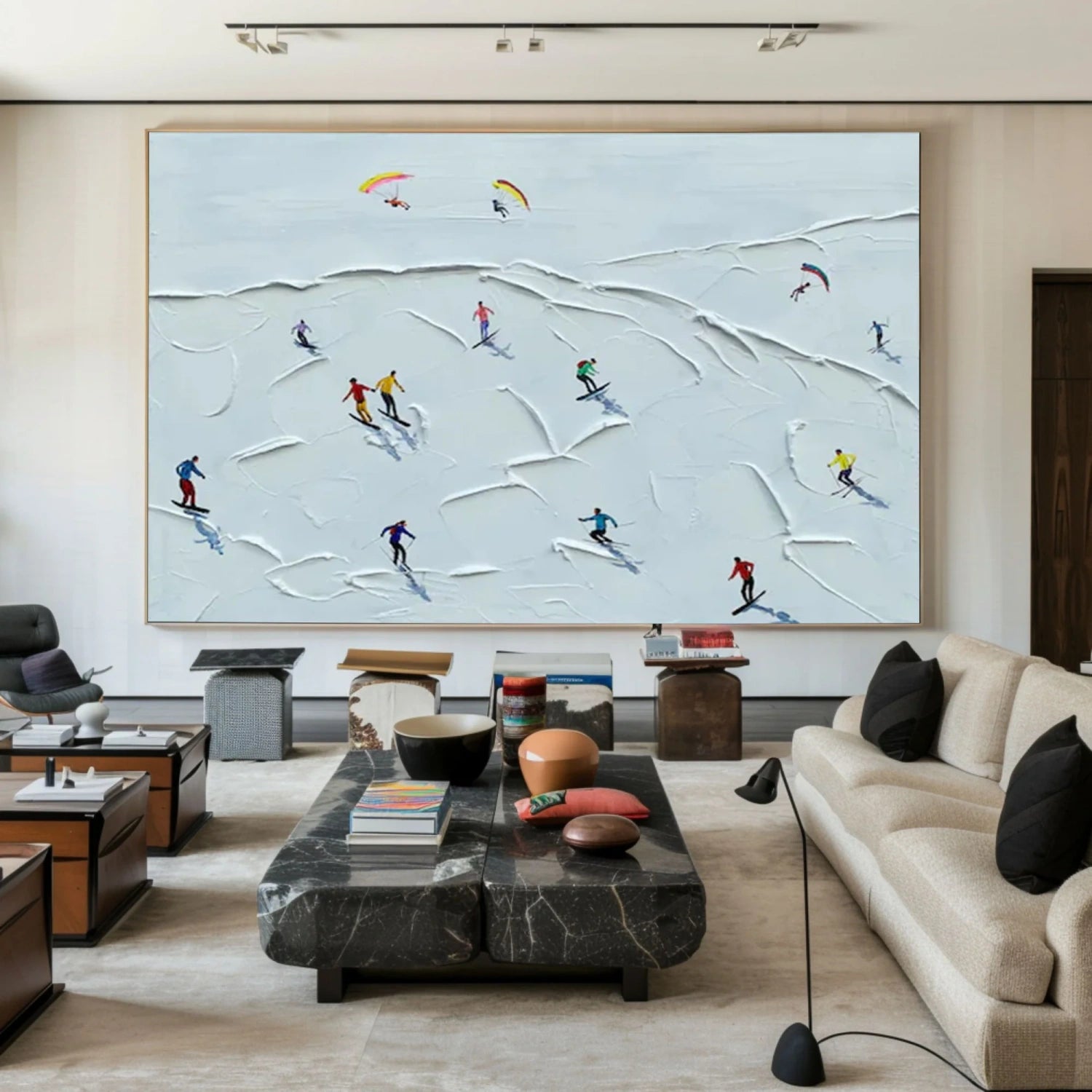 Skiing Sport Art Textured Painting Canvas # SP050