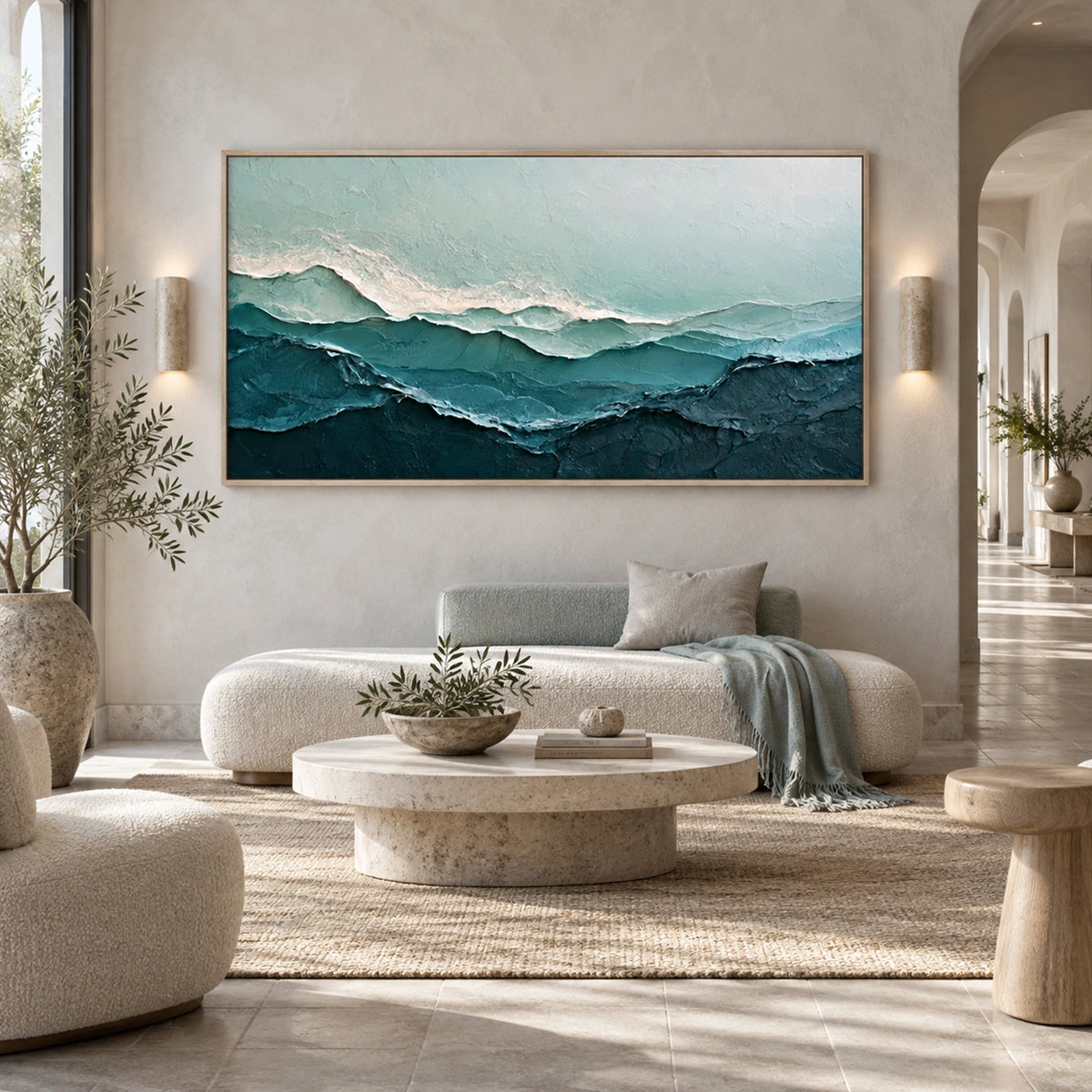 Ocean And Sky Abstract Canvas Art #OS475