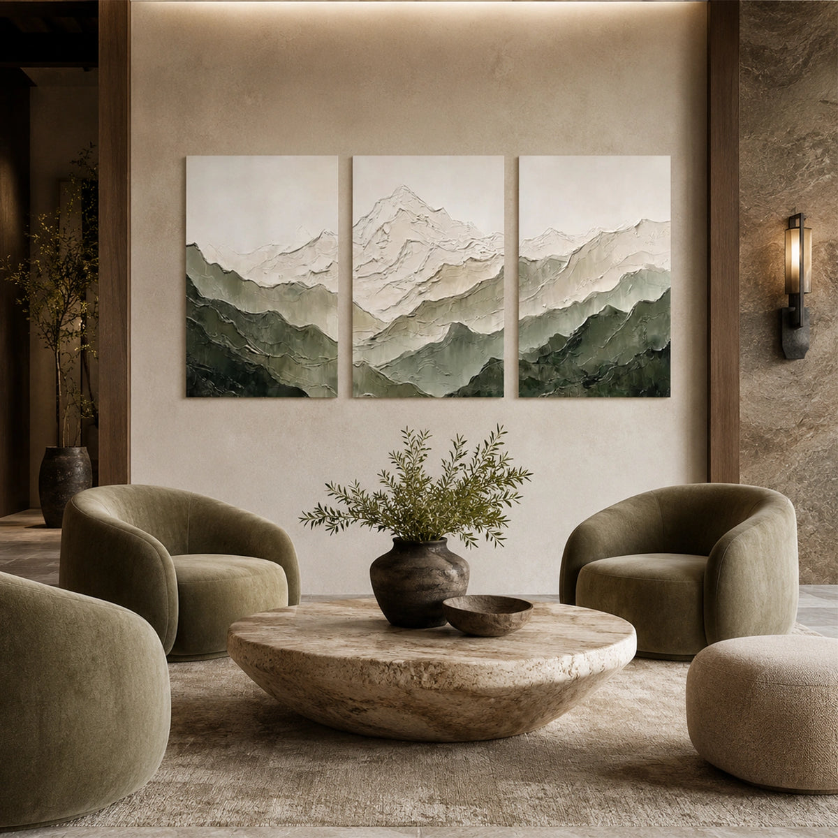 Minimalist Mountain Texture Canvas Set of 3 # MM467