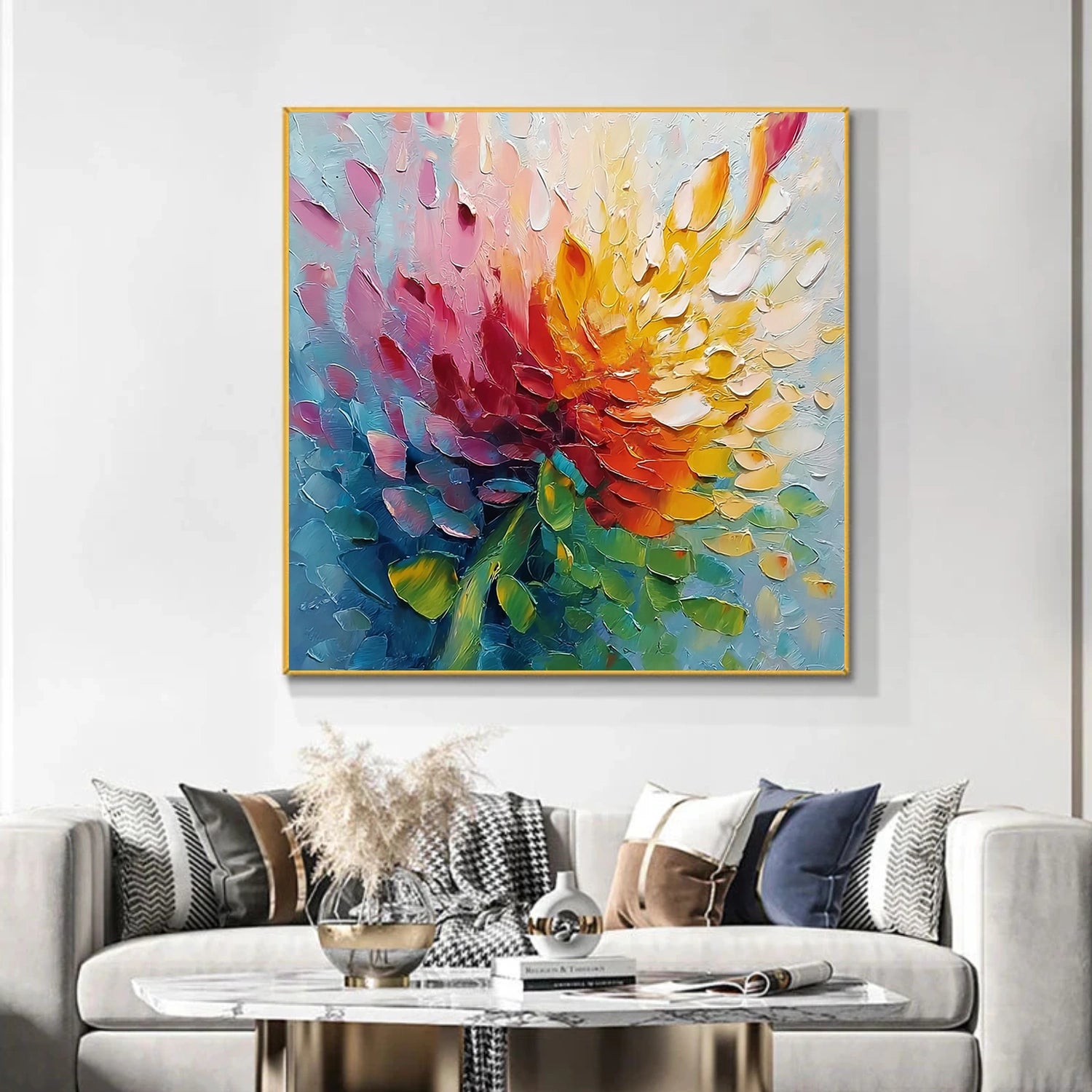 Colorful Flower & Tree Abstract Texture Canvas Art #FT 280