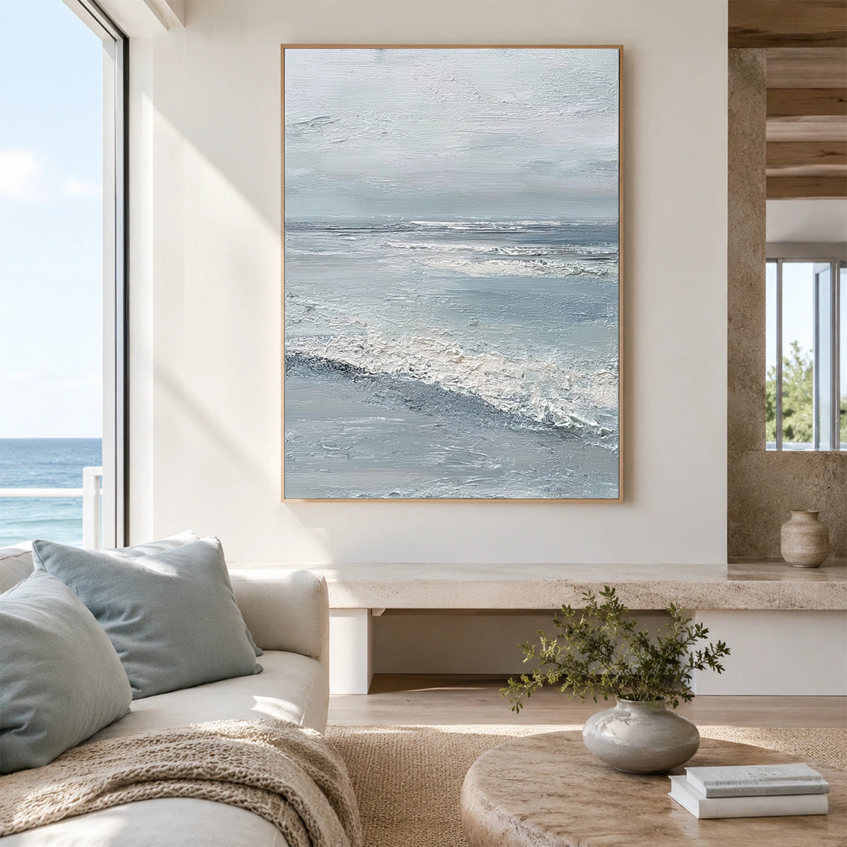 Ocean And Sky Abstract Texture Canvas Art #OS448