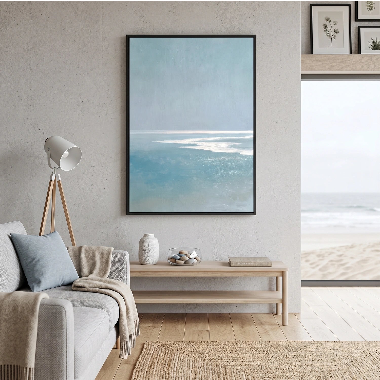 Ocean And Sky Abstract Canvas Art #OS414