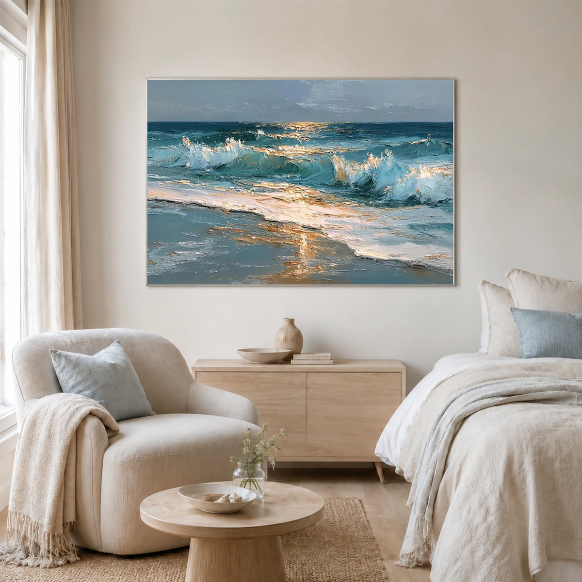 Ocean And Sky Abstract Texture Canvas Art #OS485