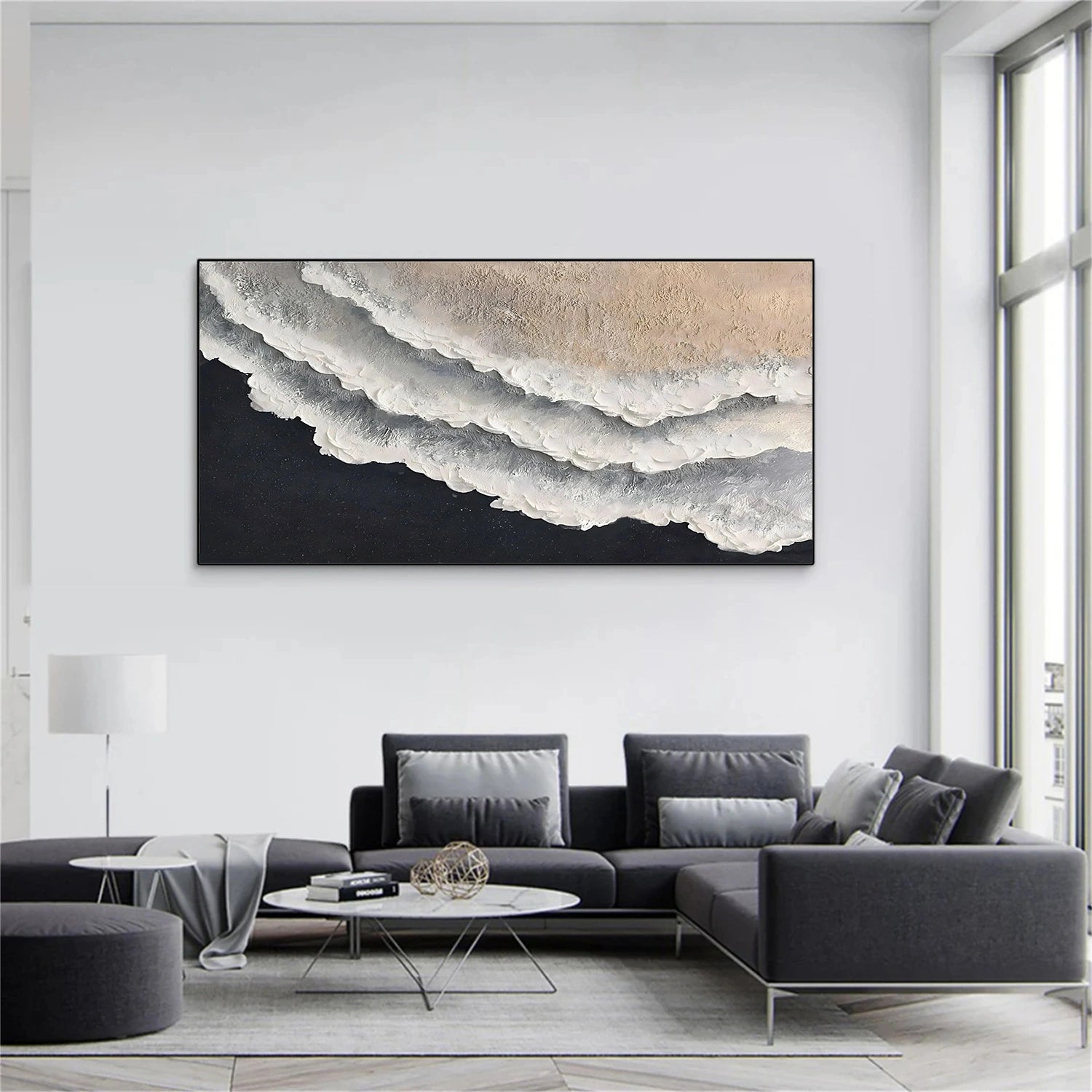 Ocean And Sky Abstract Texture Canvas Art #OS389