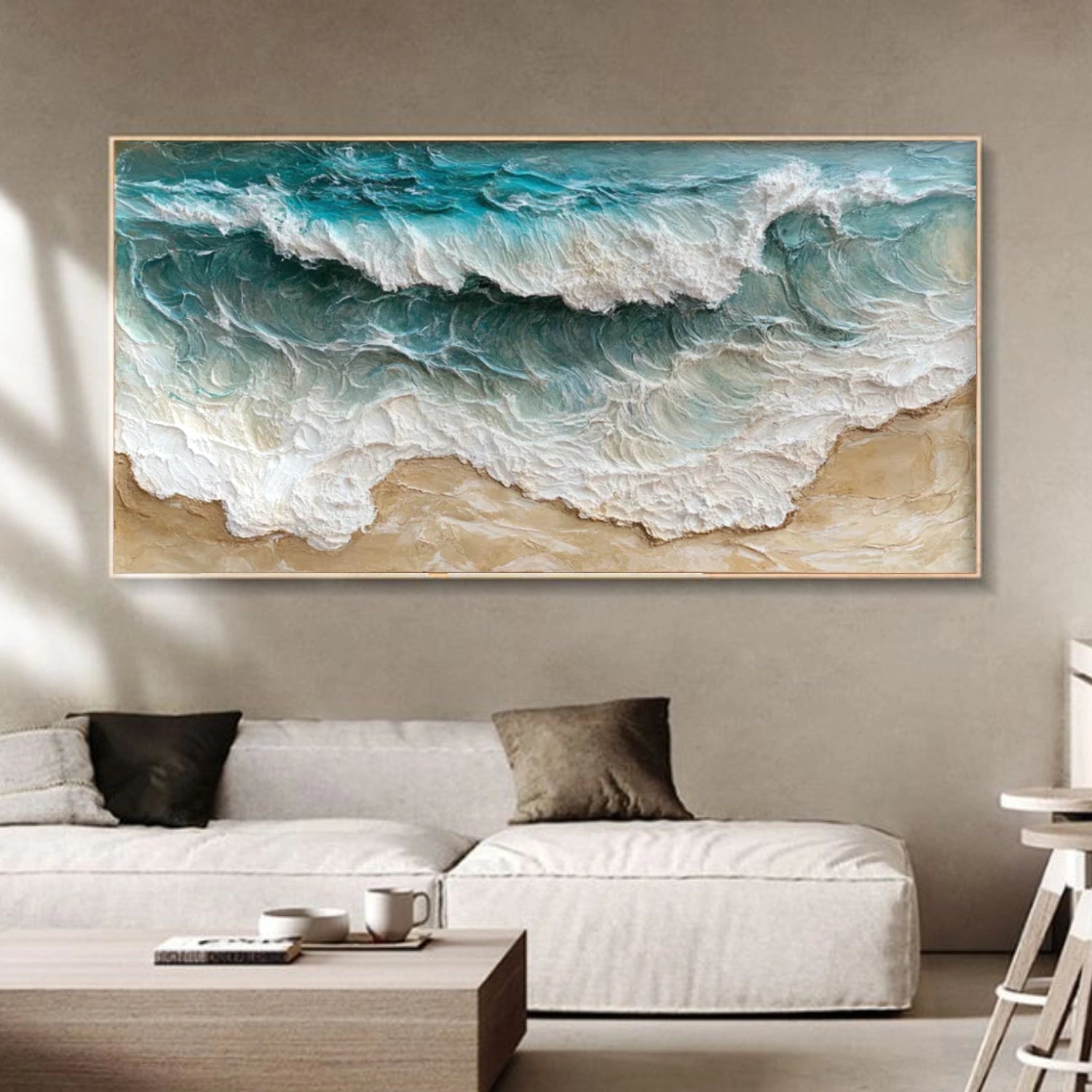 Ocean And Sky Abstract Textured Canvas Art #OS344