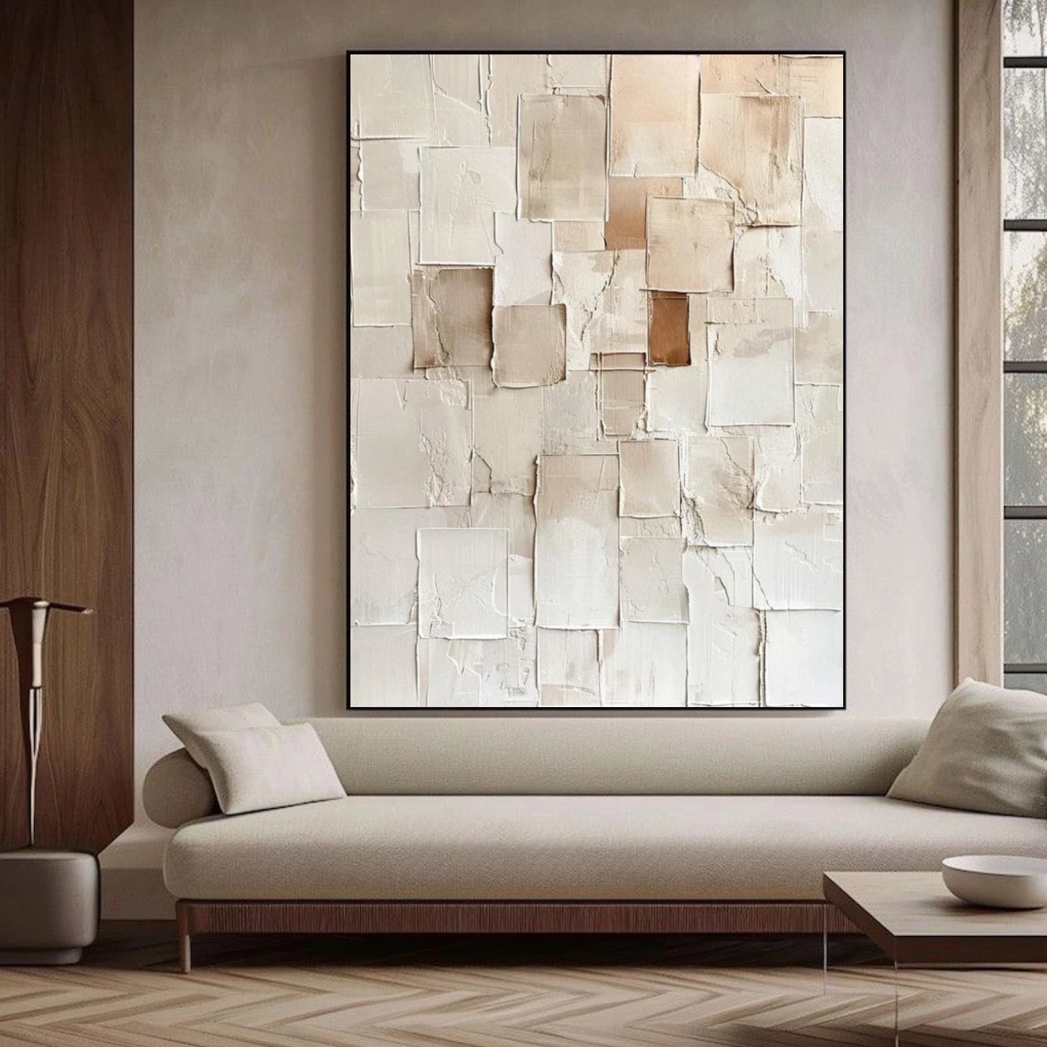 Beige Abstract Textured Wall Art #AB 548