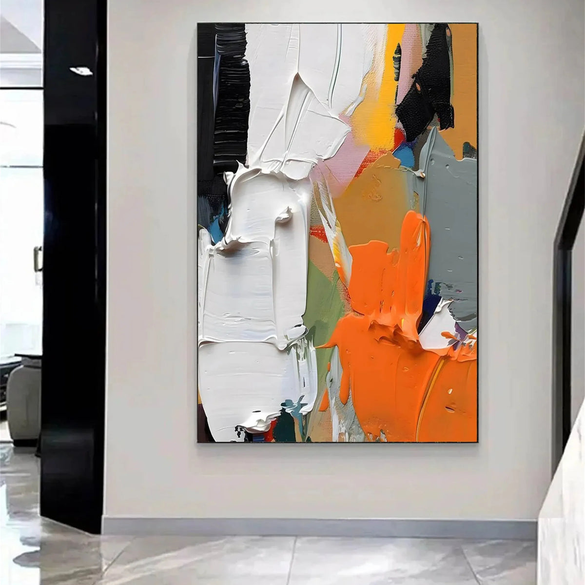 Large Original Beige Grey Abstract Modern Minimalist Painting On