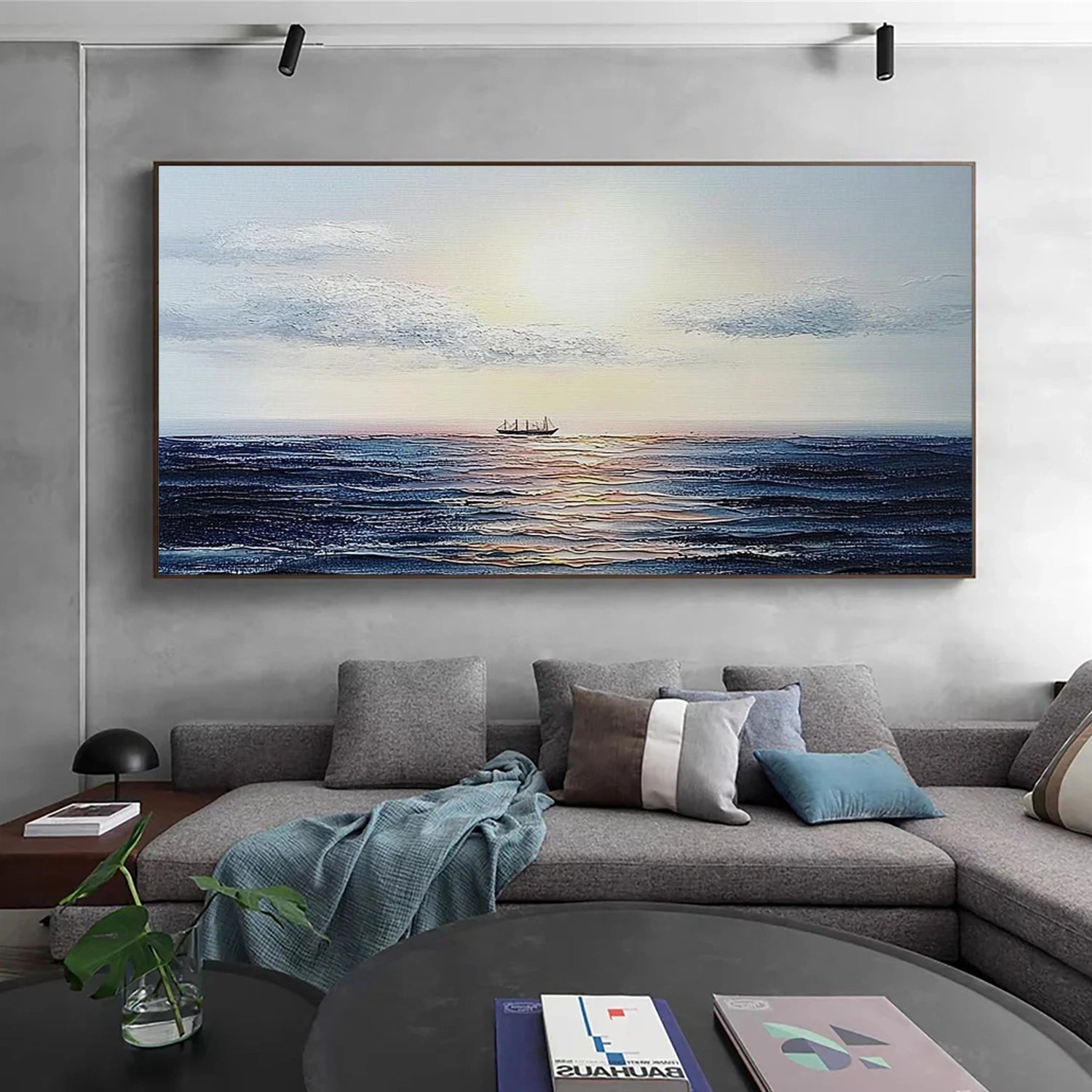 Ocean And Sky Abstract Texture Canvas Art #OS411