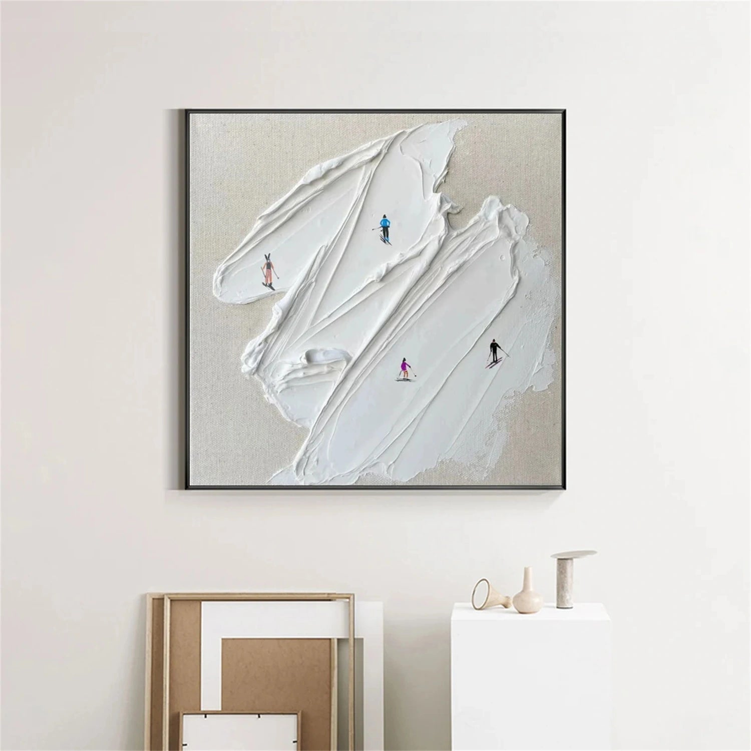 Skiing Sport Art Textured Painting Canvas #SP 048