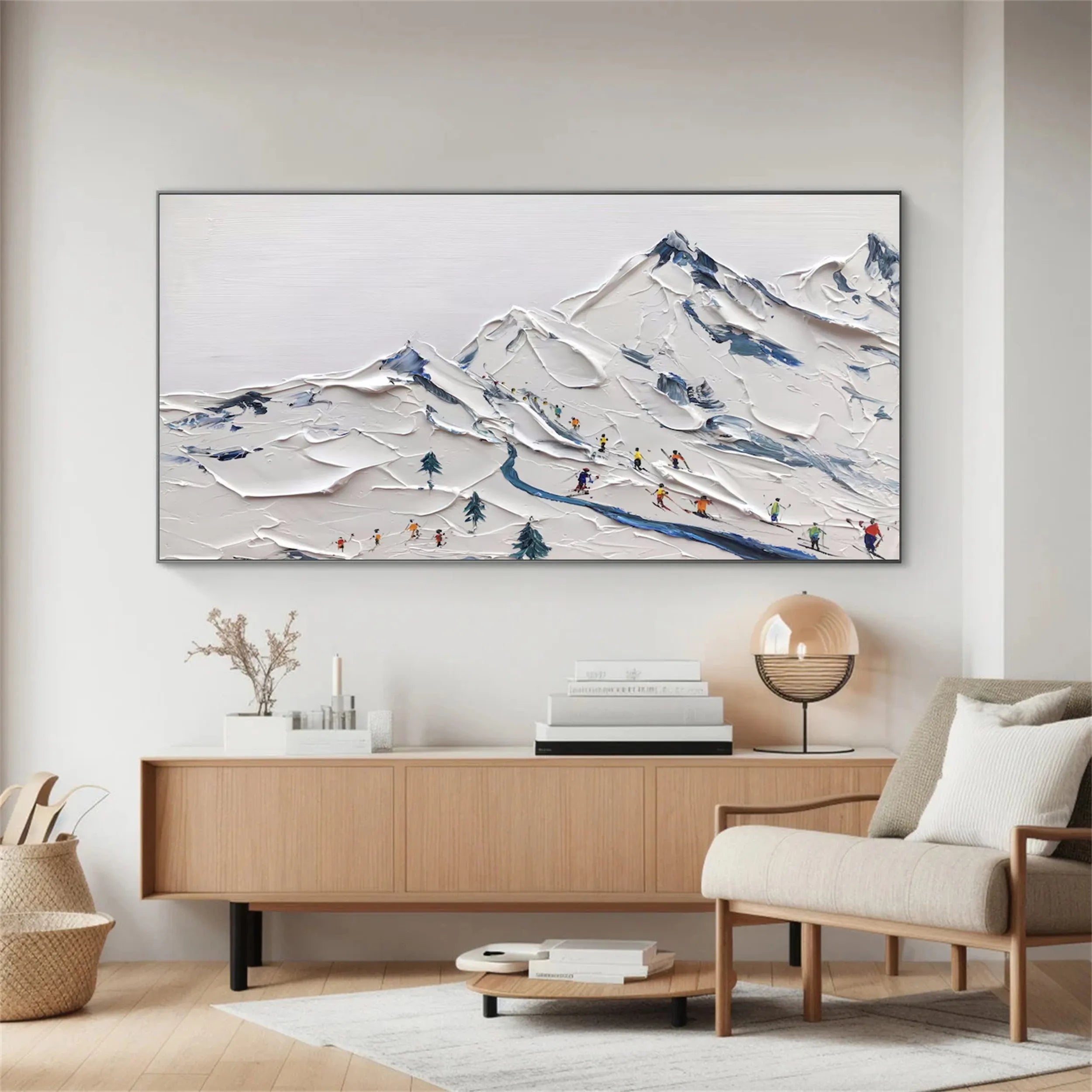 Skiing Sport Art Textured Painting Canvas #MM226