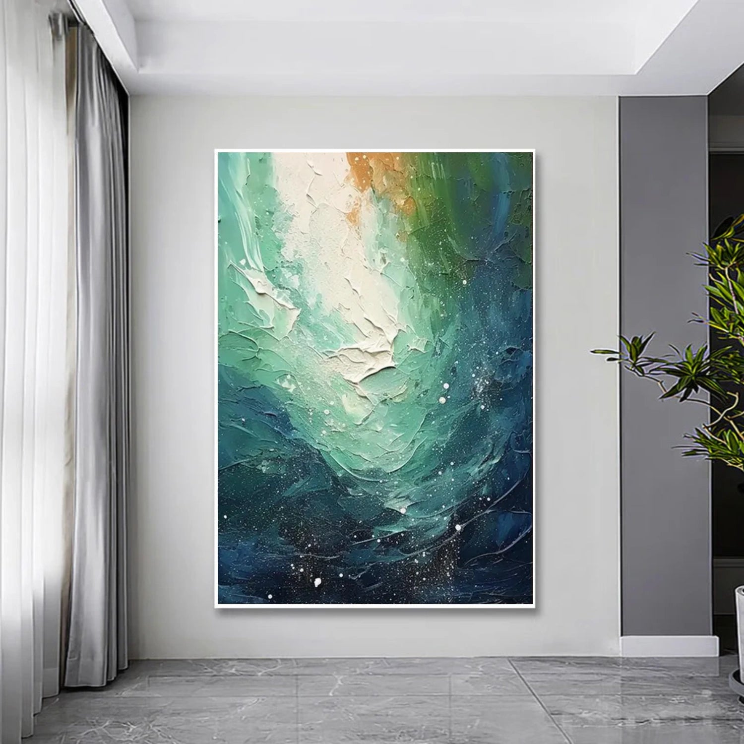 Ocean And Sky Abstract Textured Canvas Art #OS337