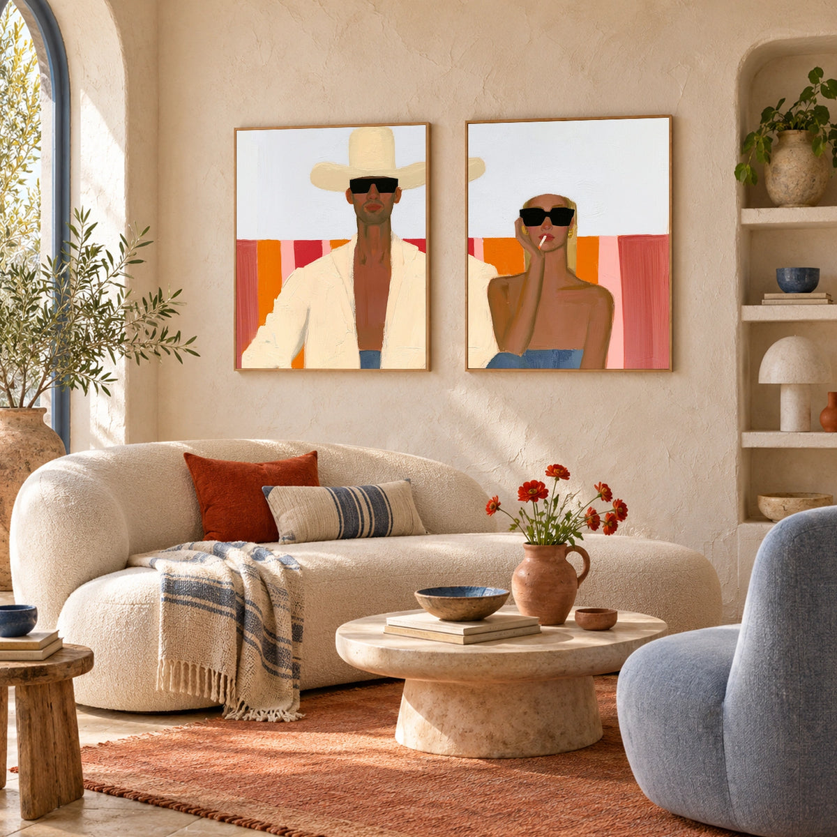 Abstract Portrait Wall Art Square Set of 2 #PT101