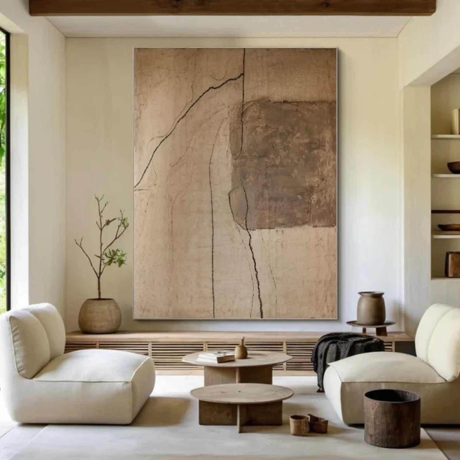 Beige & Brown Abstract Wall Art #BB176