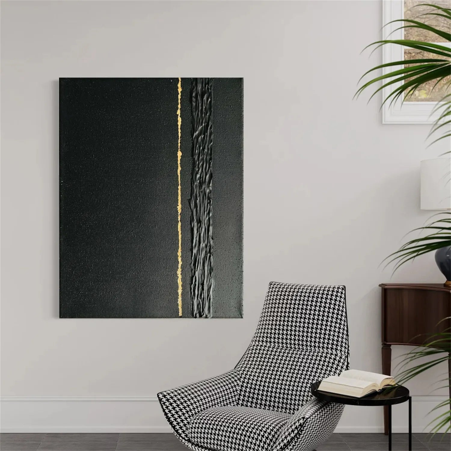 Black Gold Minimalist Textured Painting #MZ131