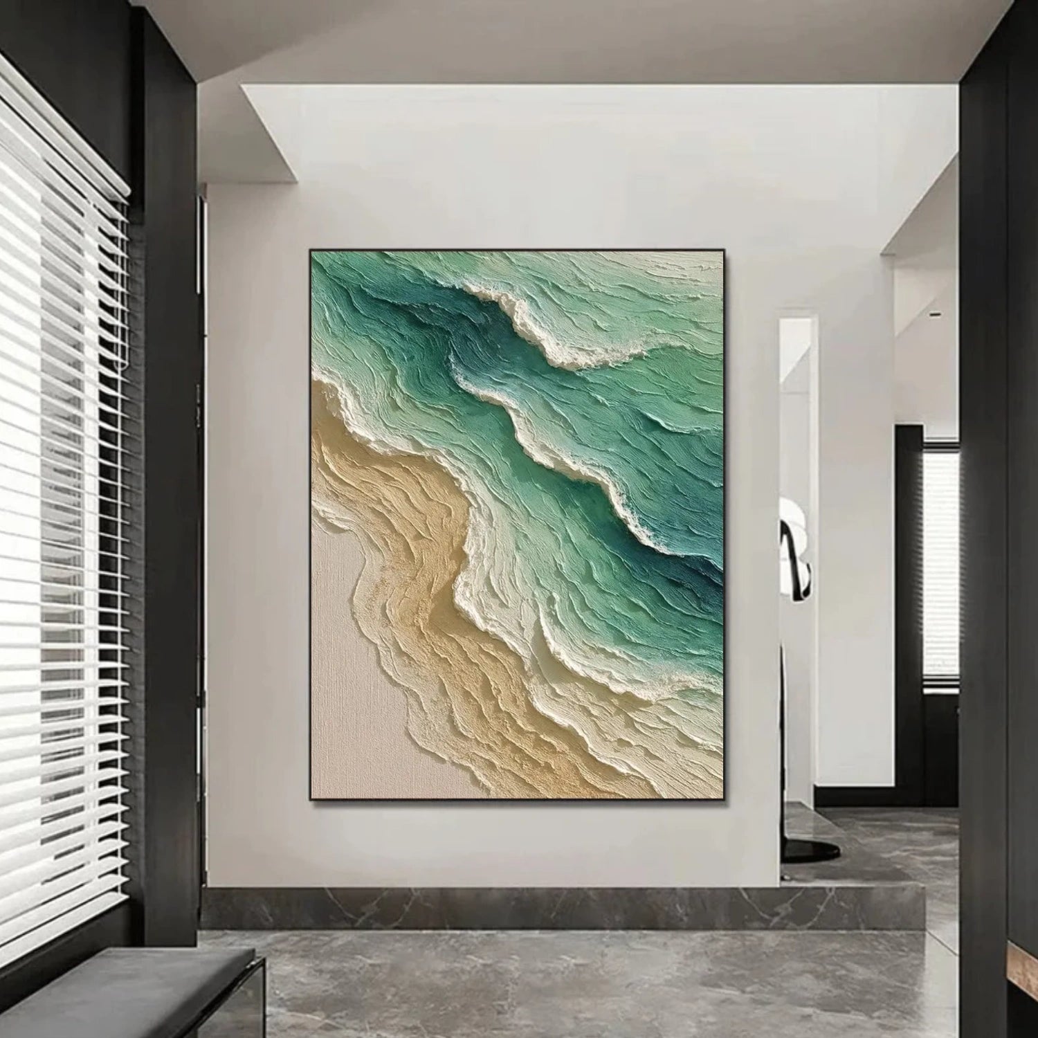 Ocean And Sky Abstract Textured Canvas Art #OS 333