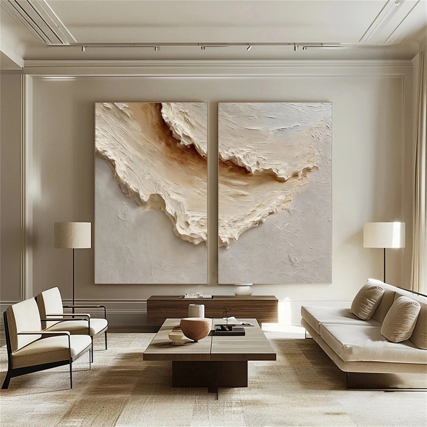 Ocean And Sky Abstract Texture Canvas Art Set of 2  #OS367