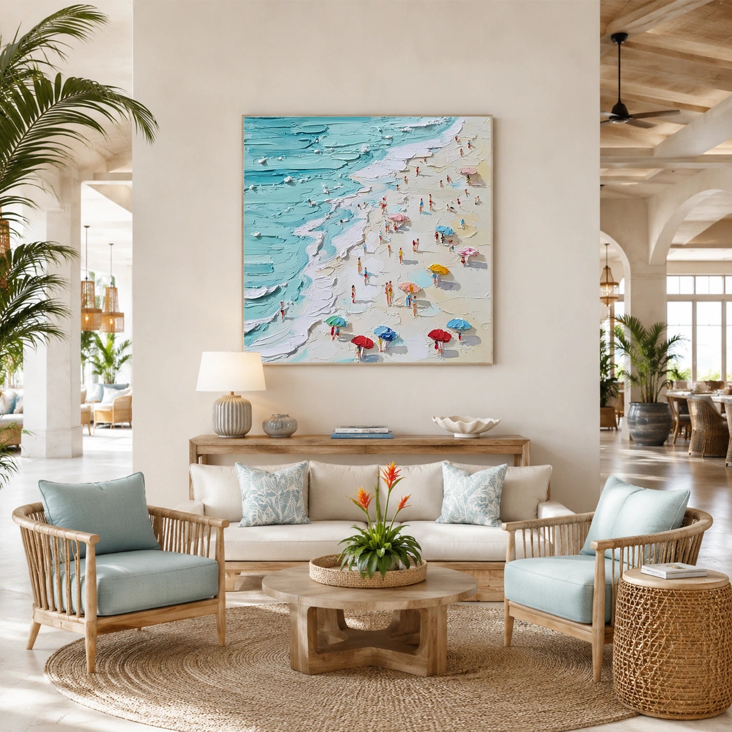 Ocean And Sky Abstract Texture Canvas Art #OS425