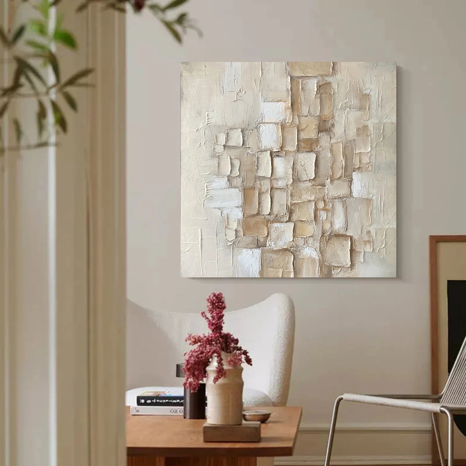 Beige Abstract Textured Wall Art #AB 574