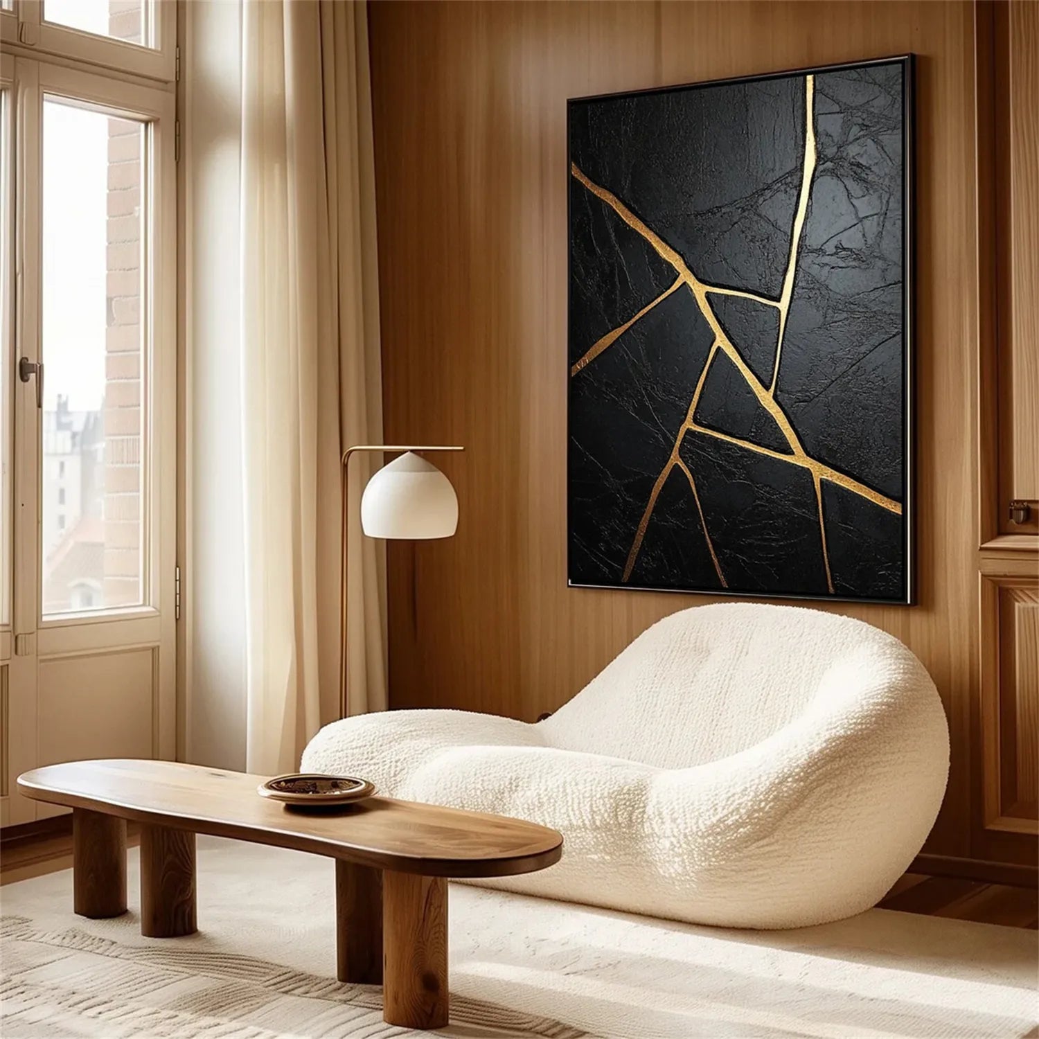 Black Gold Minimalist Textured Painting #MZ136