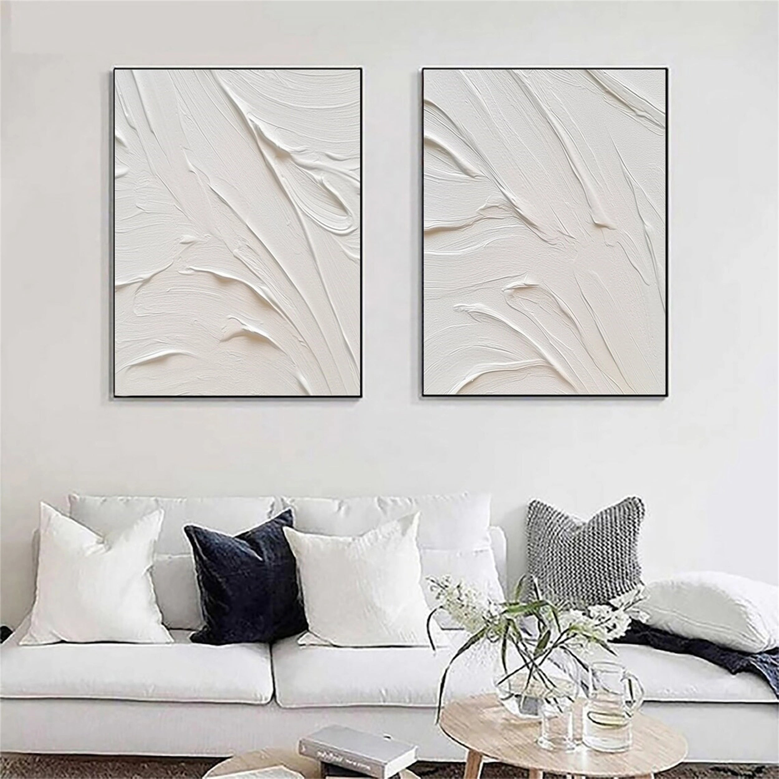 Plaster Art Minimalist Textured Paintings Set of 2 #MM130