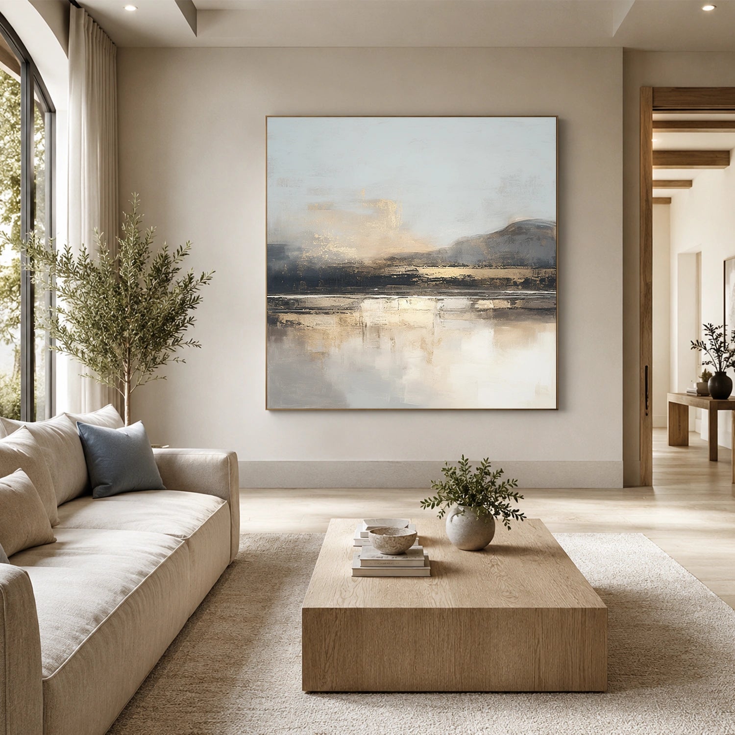 Ocean And Sky Abstract Canvas Art #OS435