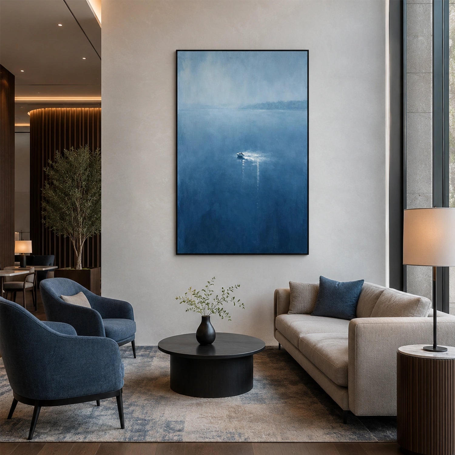 Ocean And Sky Abstract Canvas Art #OS459