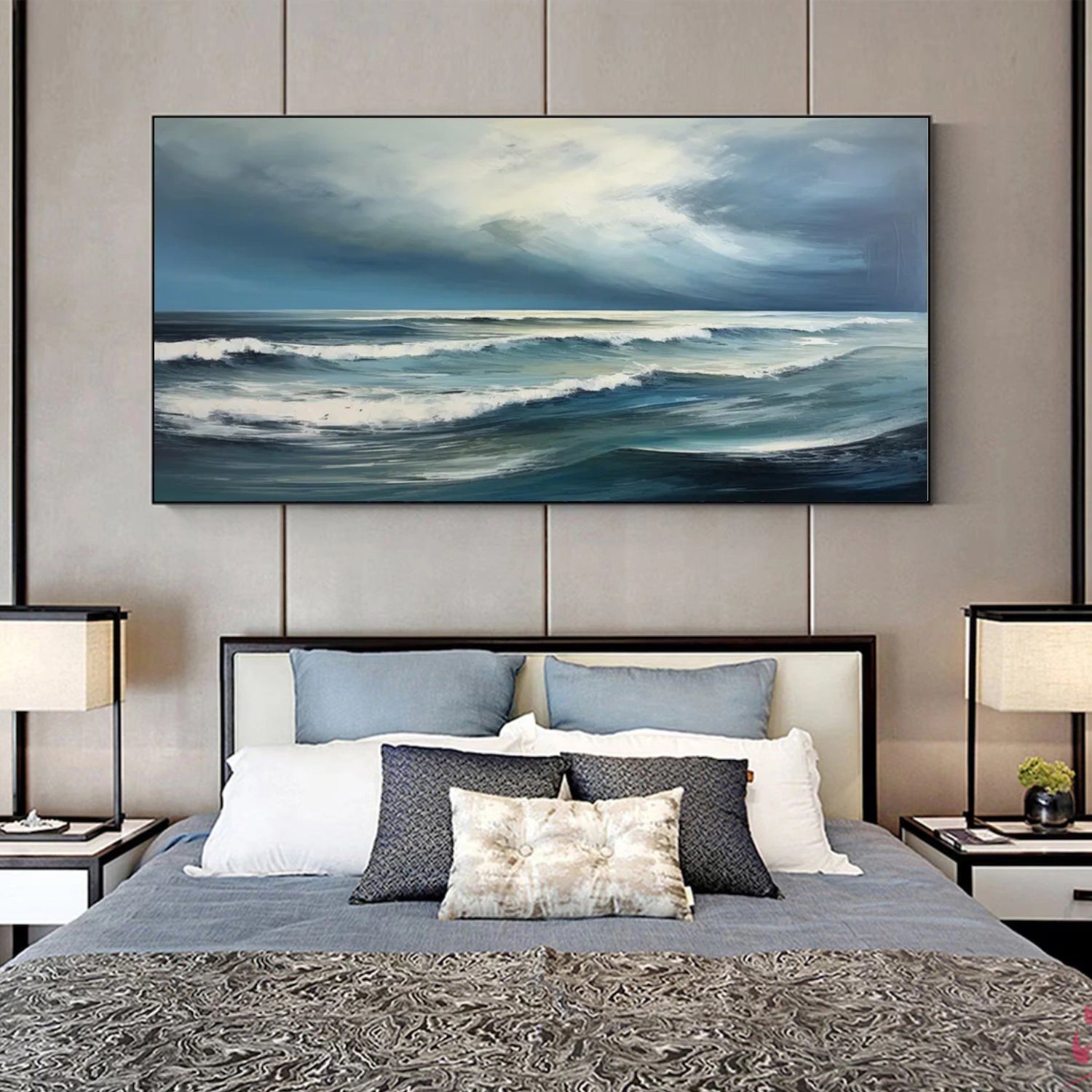 Ocean And Sky Abstract Canvas Art #OS 328