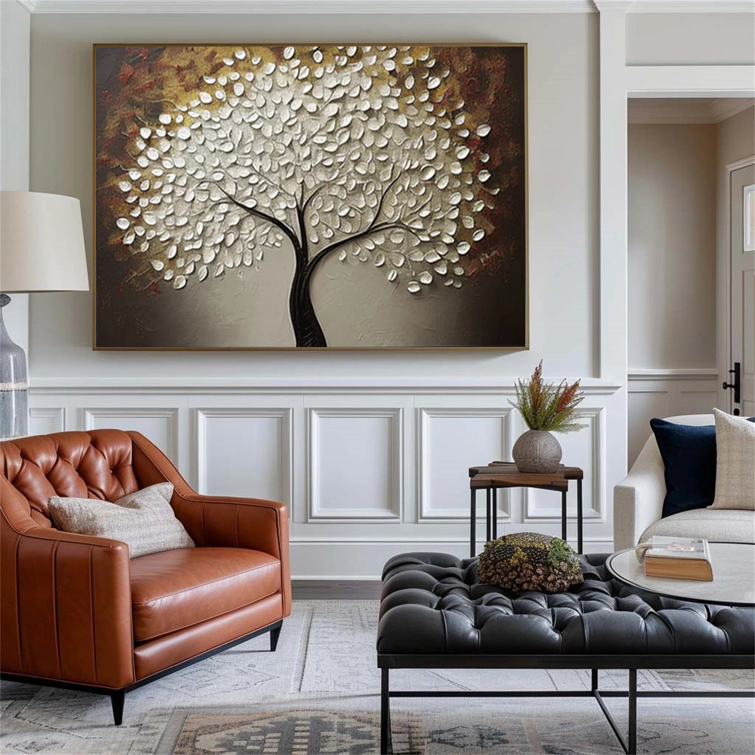 Flower & Tree Abstract Texturte  Canvas Art #FT 244