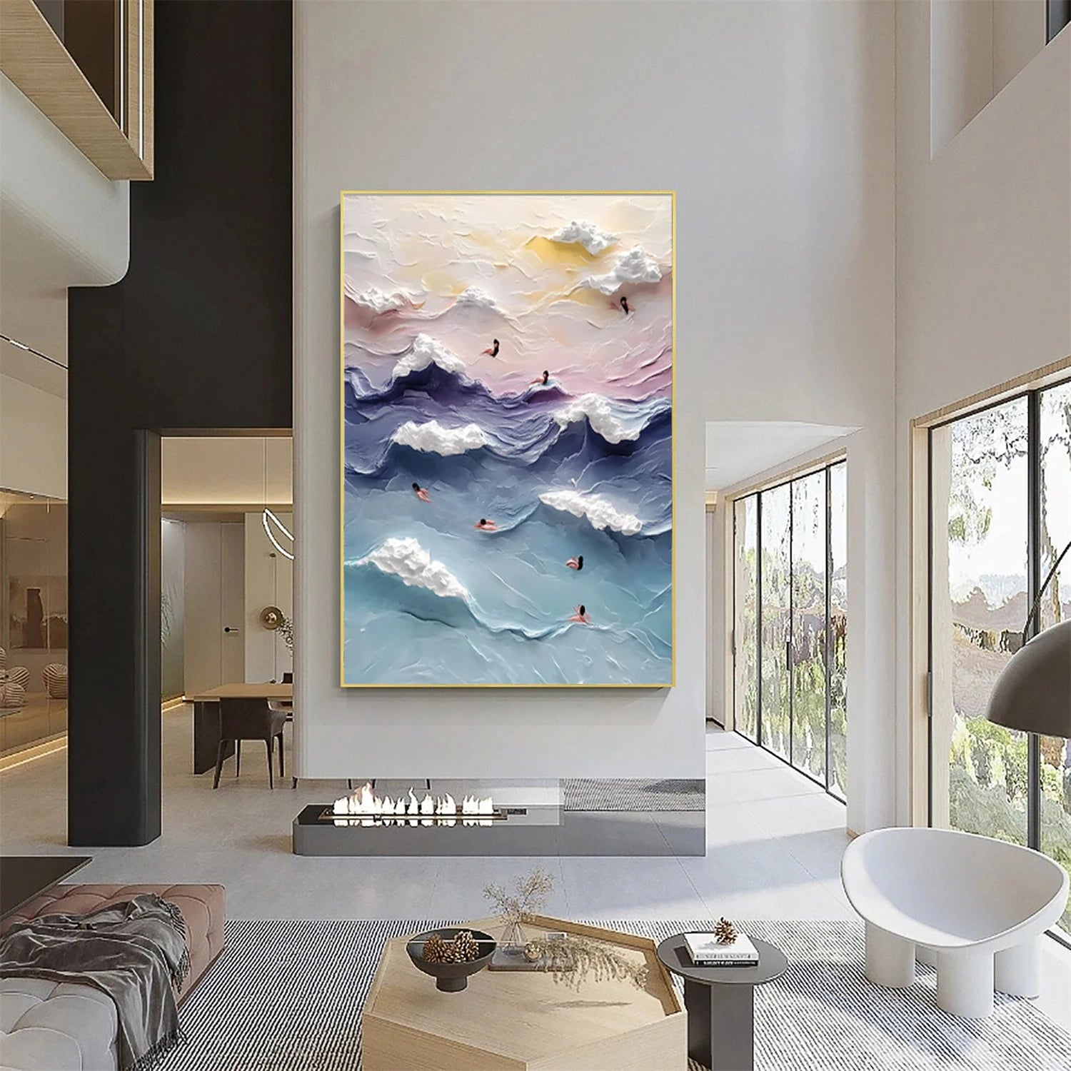 Colorful Swimming Sport Texture Canvas Painting #SA030