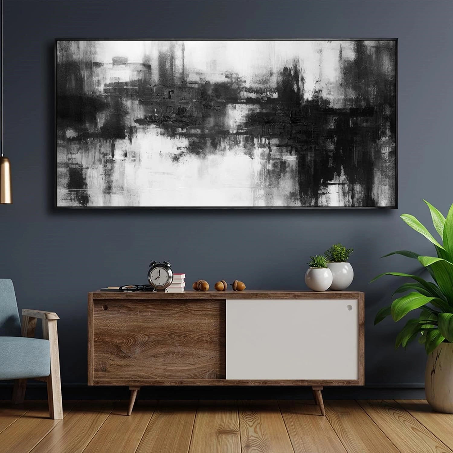 Black White Abstract Textured Wall Art #MZ140