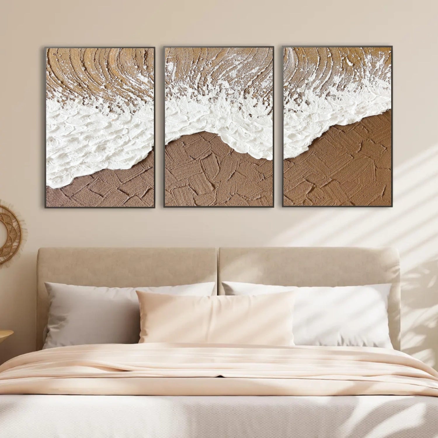 Ocean And Sky Abstract Texture Canvas Art Set of 3  #OS373