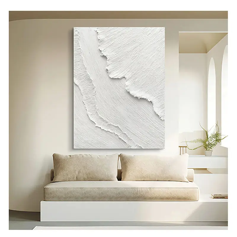 White Minimalist Textured Painting Canvas #MM026