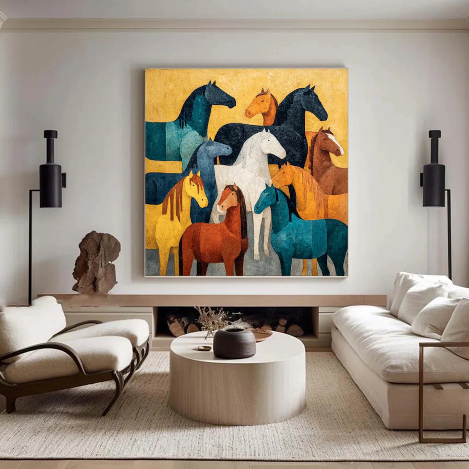 Colorful Abstract Animal Horse Canvas Art #AP196
