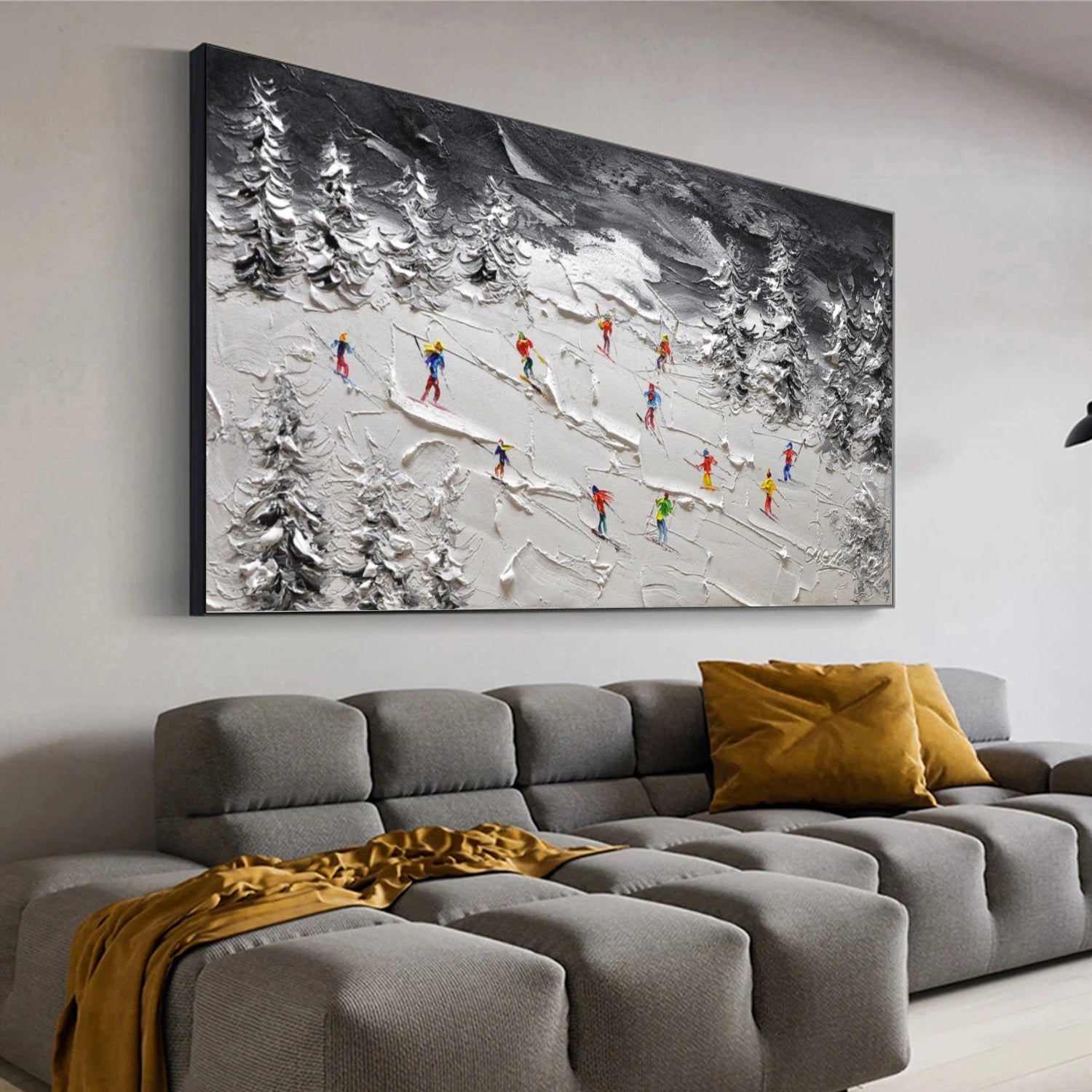 Skiing Sport Art Textured Painting Canvas # SA046