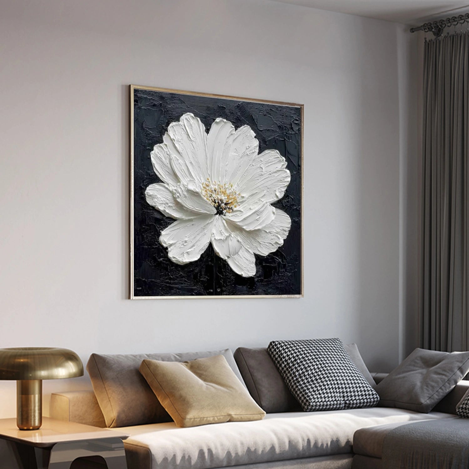 Black & White Flower & Tree Abstract Texture Canvas Art #FT 272