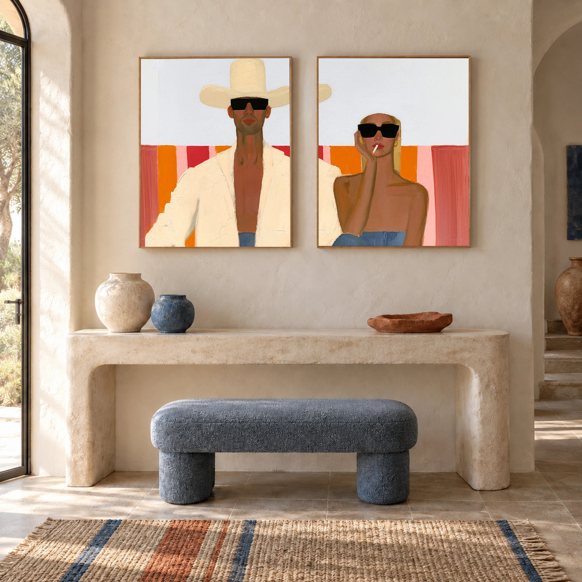 Abstract Portrait Wall Art Square Set of 2 #PT101