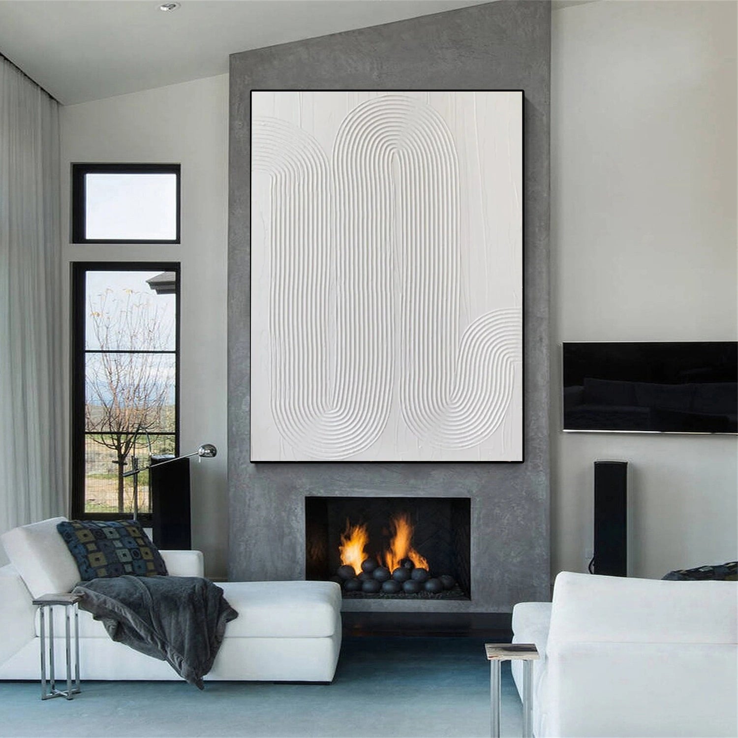 White Minimalist Textured Painting Canvas #MM207