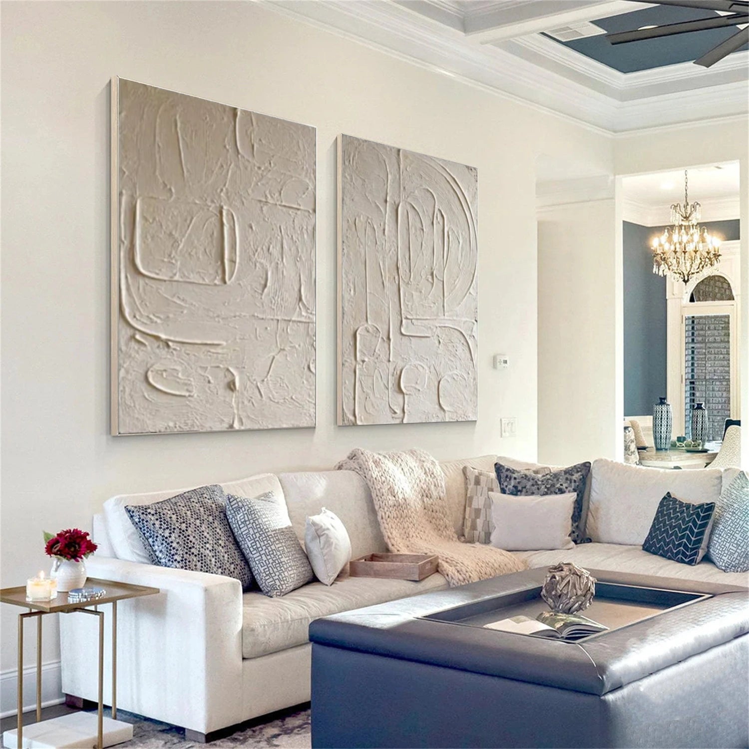 Beige Abstract Textured Set of 2 Wall Art #AB 555