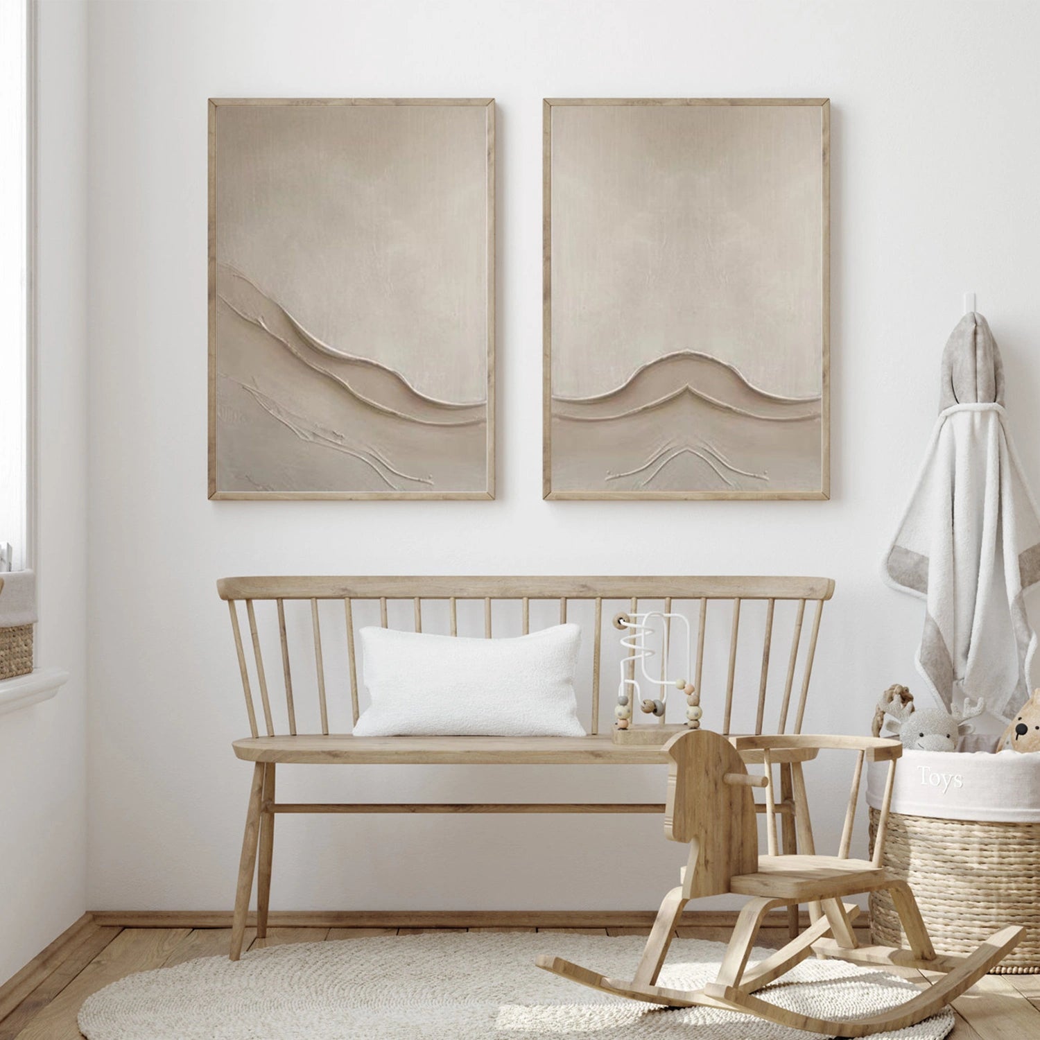 Beige & Brown Abstract Textured Set of 2 Wall Art #BB172