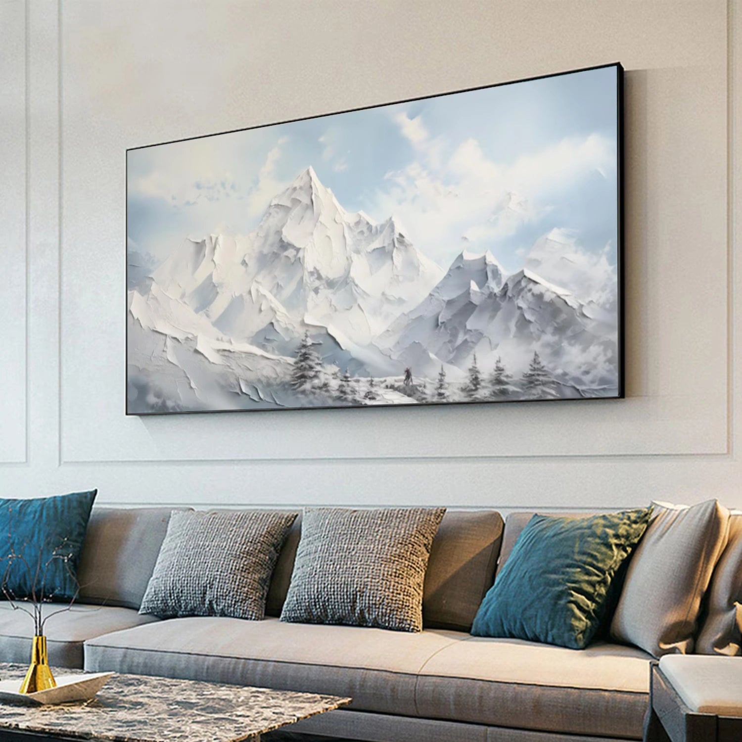 Abstract Mountain Textured Canvas Art #MM328