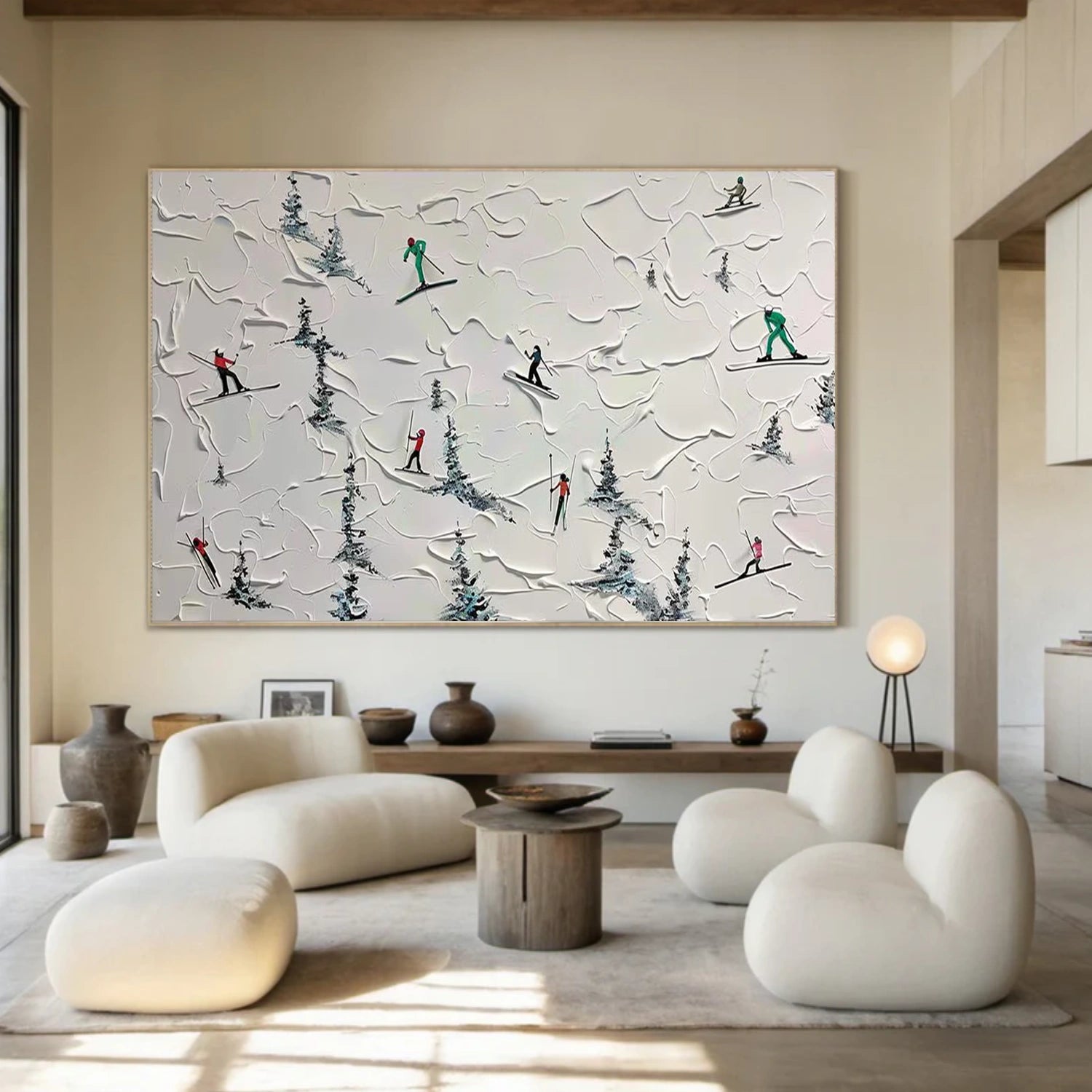 Skiing Sport Art Textured Painting Canvas  # SA072