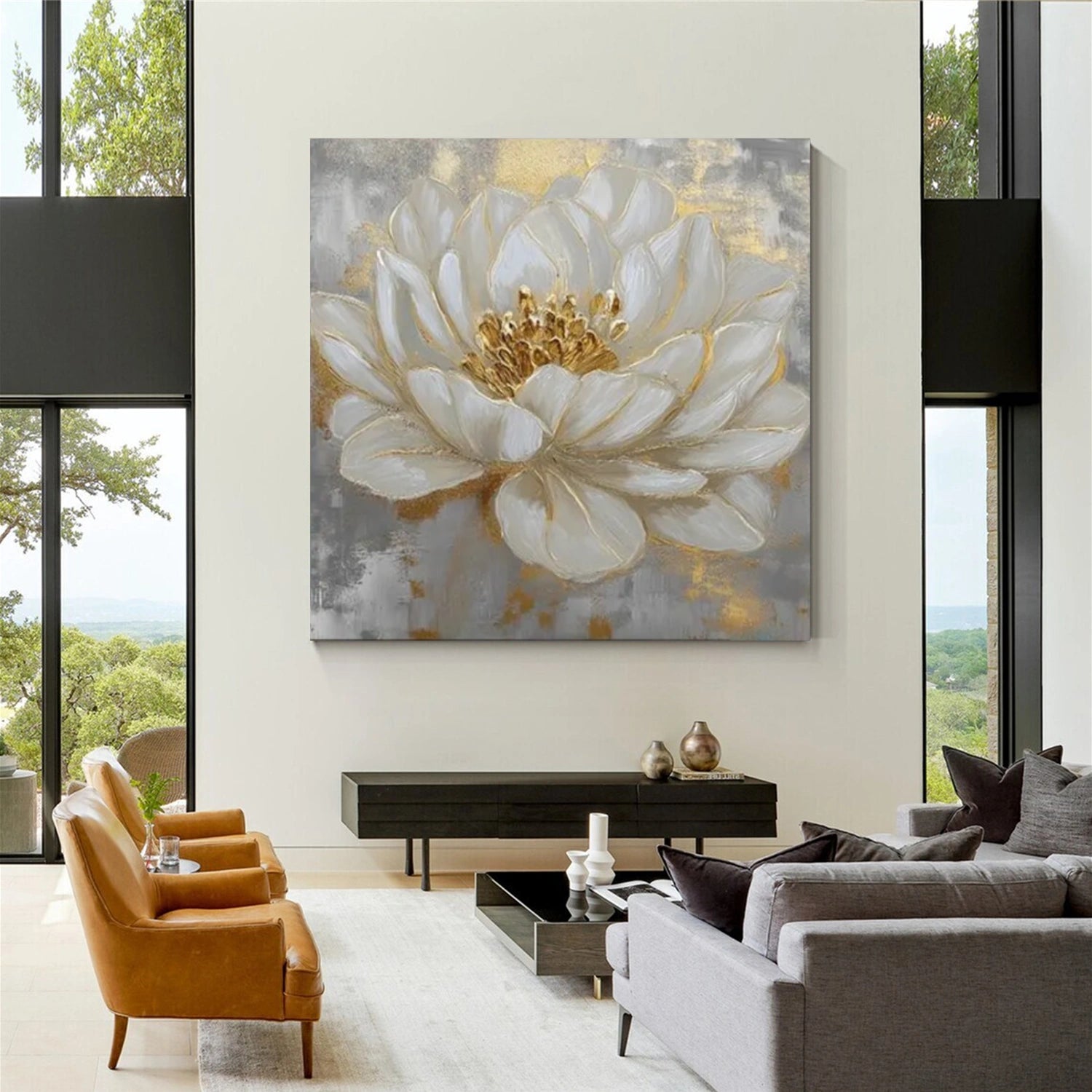 Flower & Tree Abstract Texturte  Canvas Art #FT 247