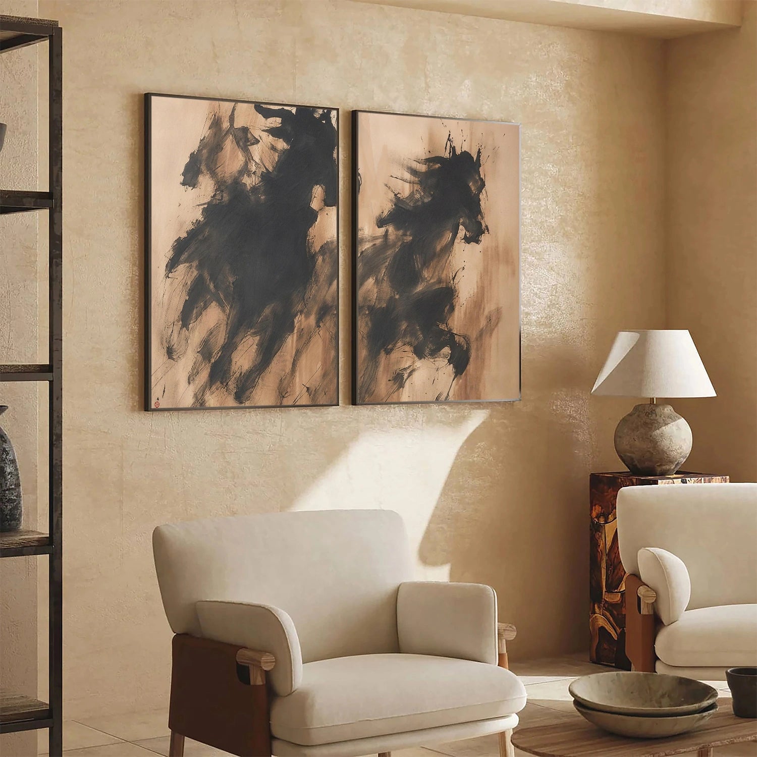 Abstract Animal Horse Canvas Art Set of 2 #AP206