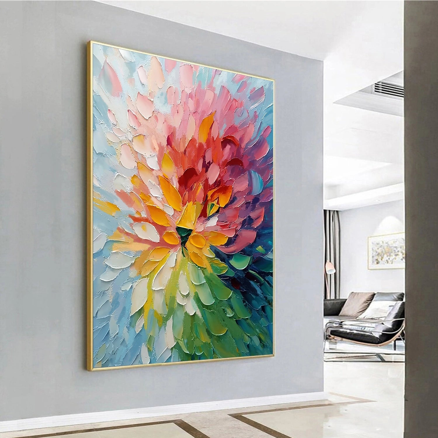Colorful Flower & Tree Abstract Texture Canvas Art #FT 281