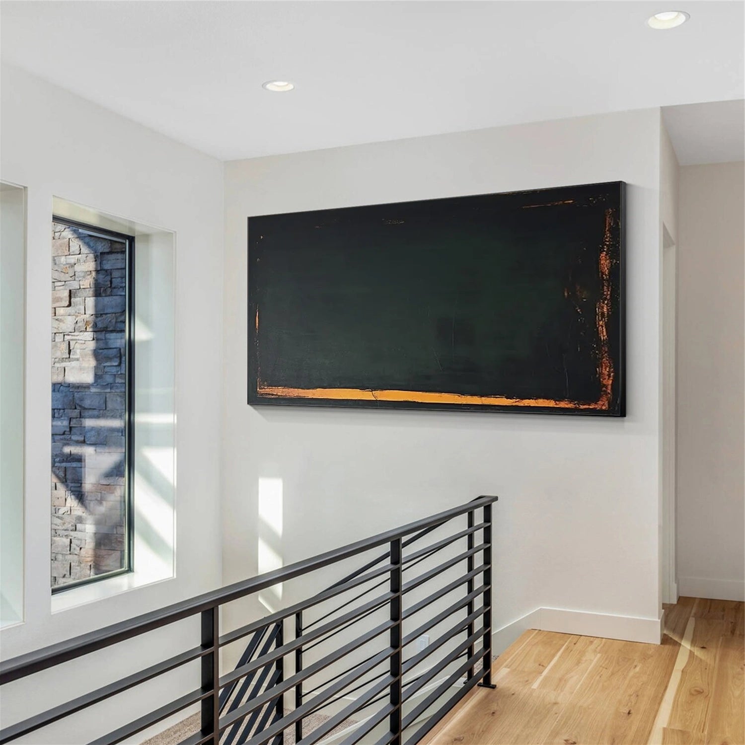 Black & Gold Minimalist Texture Canvas Art  #MM401
