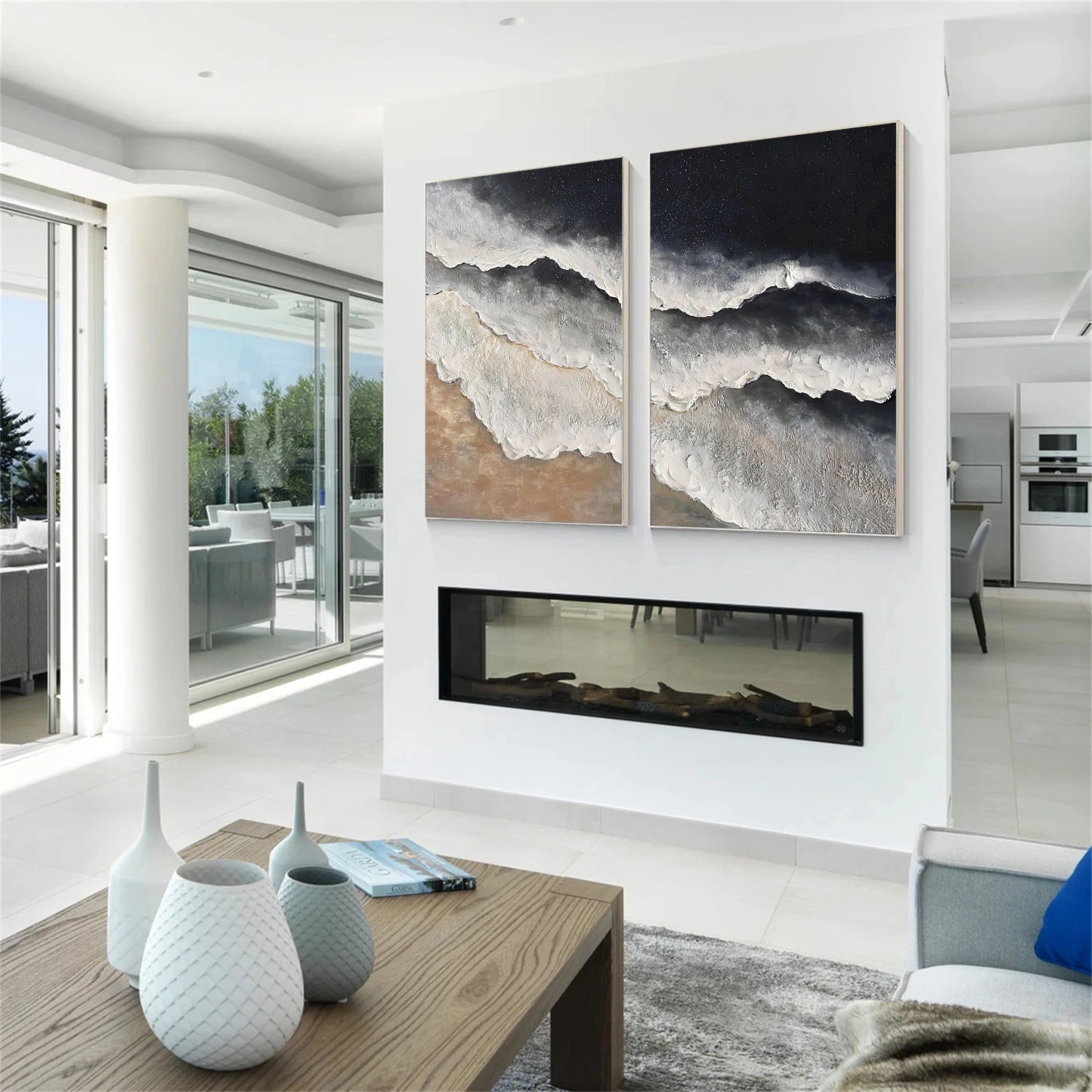 Ocean And Sky Abstract Texture Canvas Art Set Of 2 #OS385