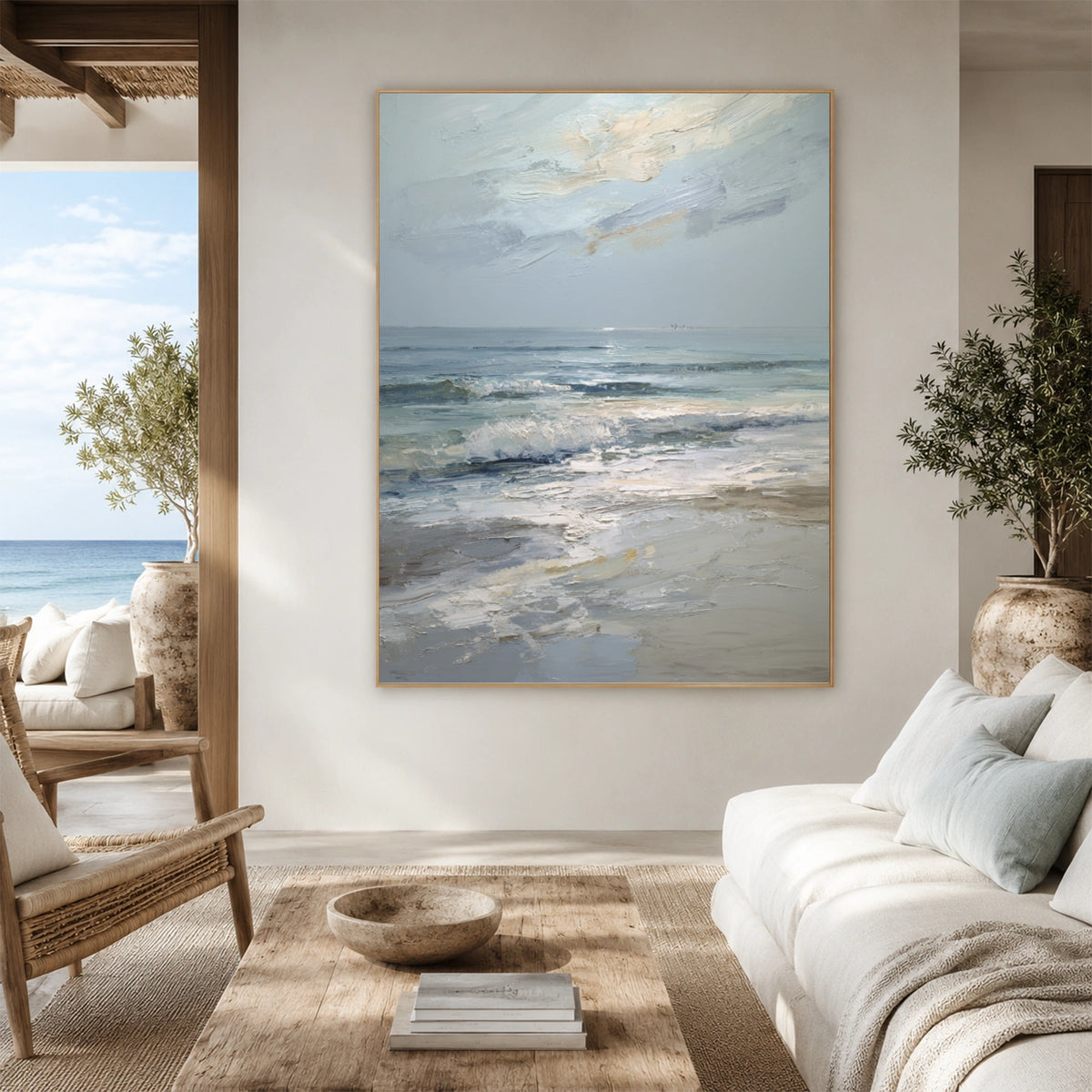 Ocean And Sky Abstract Texture Canvas Art #OS450